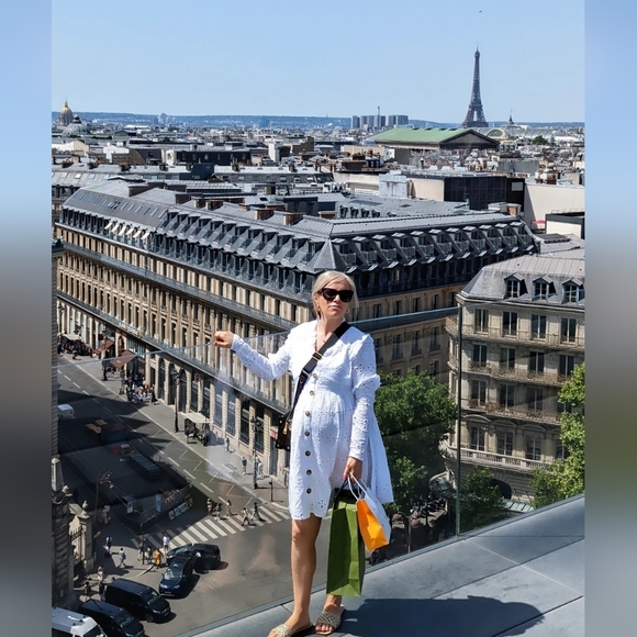 Maternity White Broderie Anglaise Cut Out Long sleeve Babydoll Dress - Picture 10 of 10